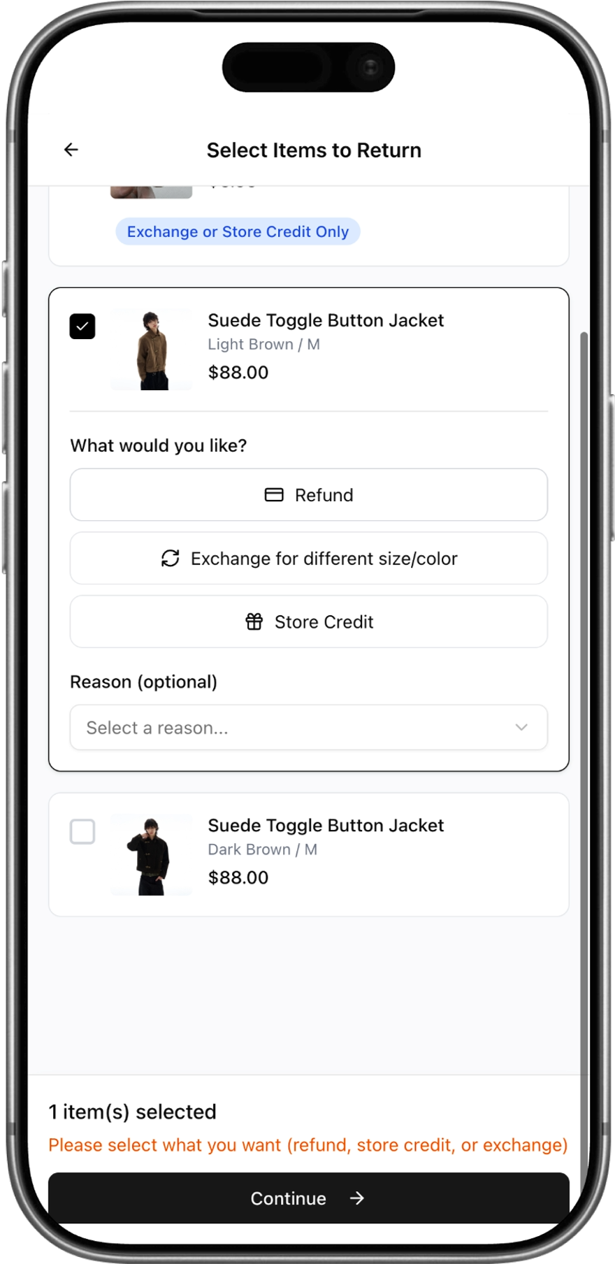 Step 2: Select items